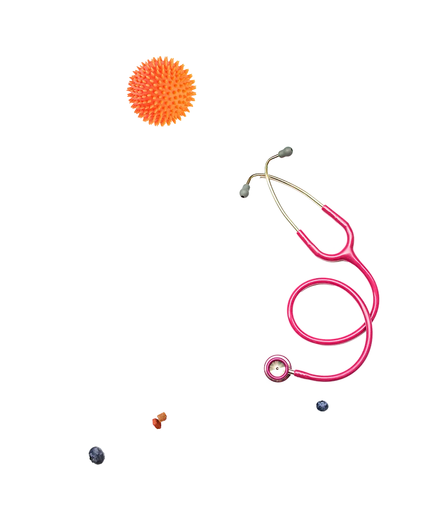 pink stethescope and orange ball
